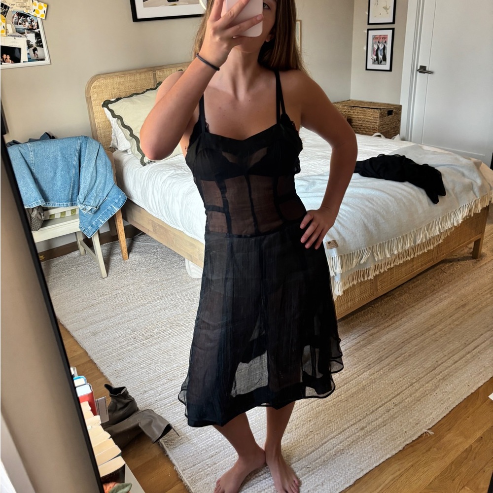 Dries Van Noten Sheer Black Slip Dress - Picture 3 of 5